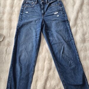American Eagle Super High Rise Baggy Straight Jeans Women’s Size 4 Strigid Denim